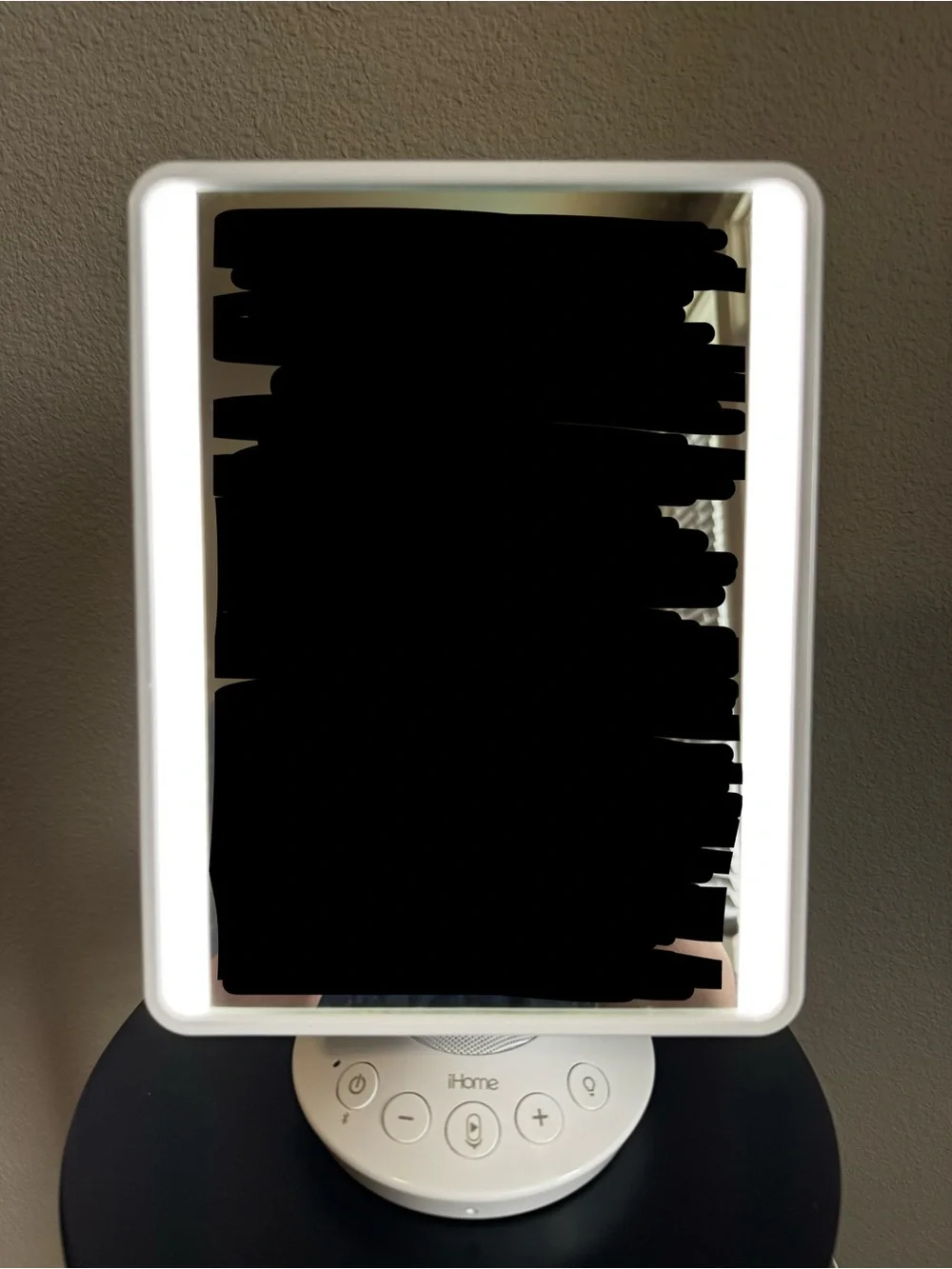 iHome White Lighted Bathroom Vanity Mirror with Speaker Base